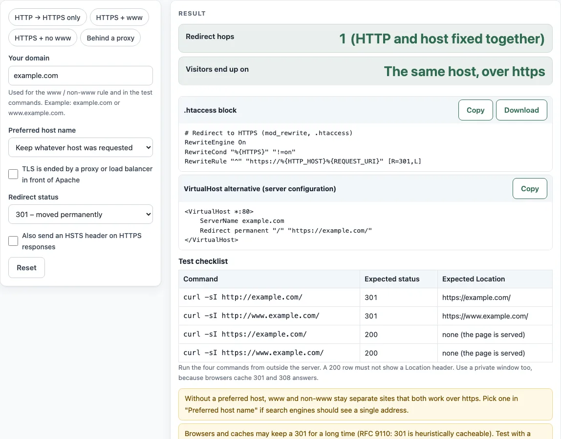 Htaccess force https example