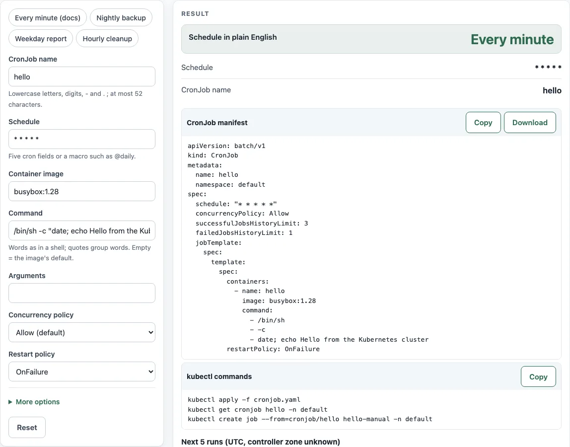 Kubernetes cronjob example
