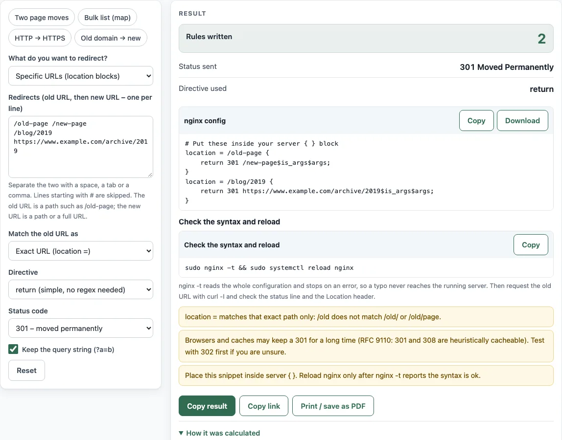 Nginx redirect example
