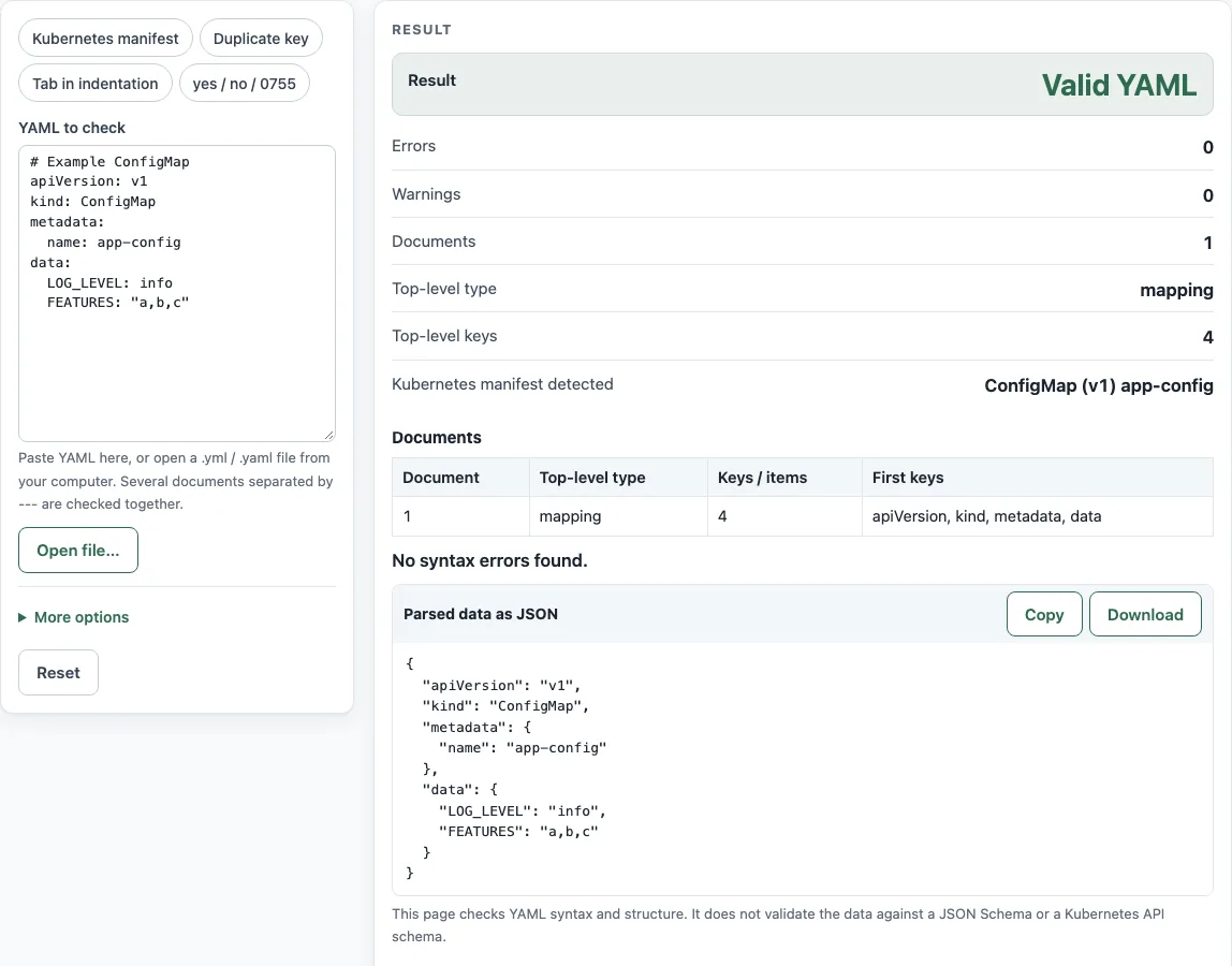 Yaml validator example